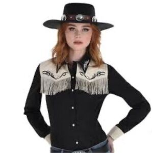 Western Shirt Women's Cowgirl Fancy Dress Up Halloween Adult Costume size S/M